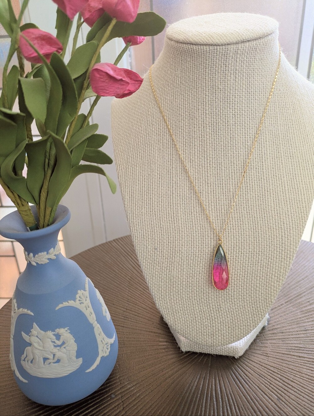 Artisan Made Watermelon Stone Necklace - Picture 14 of 16